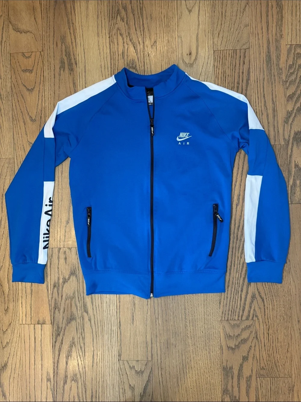 Nike Royal Blue and White Full-Zip Track Jacket Size Large